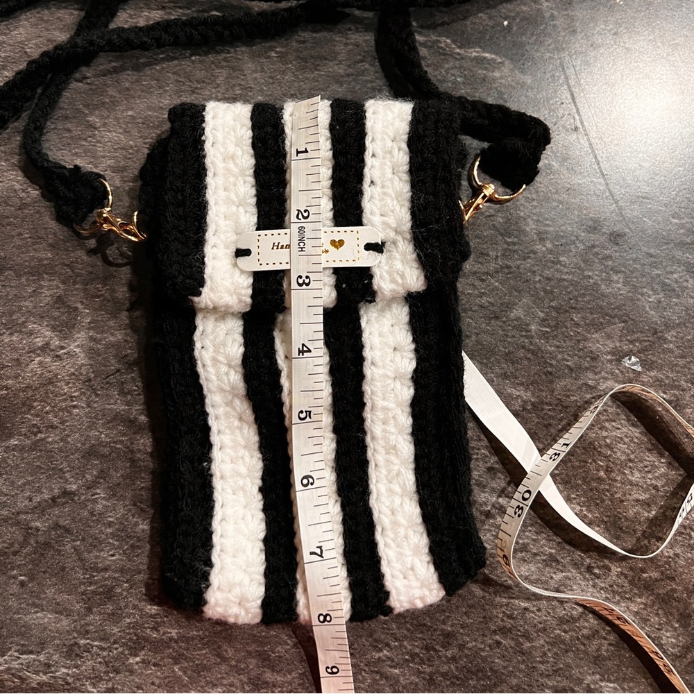 Handmade crochet phone bag with card holder and removable strap